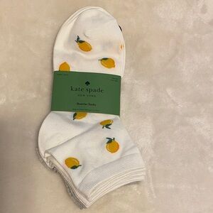 🌸 kate spade 3 Pair Quarter Socks with Yellow Lemon, White, and Gray